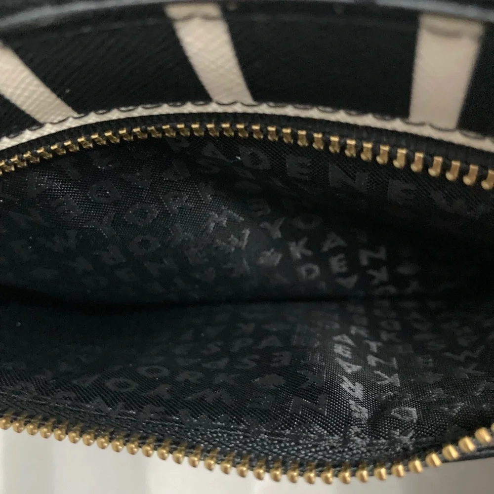 Kate Spade Laurel Way Tinie Checked Leather Wristlet, Black White, NWOT - Picture 11 of 14